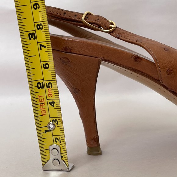 HERMES Ostrich Leather Slingbacks - Tan - Picture 11 of 16